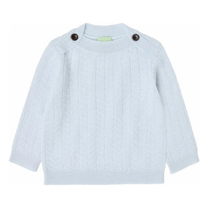FUB - Jersey Zigzag con Botones Lana merino fina | Azul claro