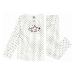 Petit Bateau - Pijama de algodón orgánico con estampado de lunares de cebra | Blanco