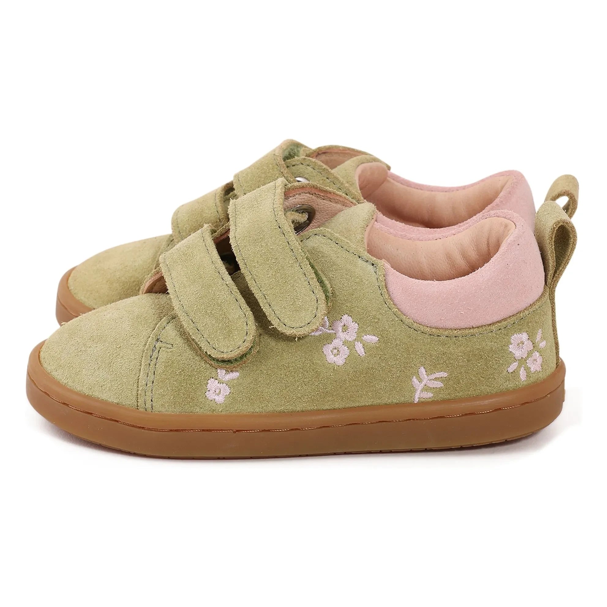 Lazare - Mahaut Fleuries Zapatillas rayadas tipo ante | Verde almendra