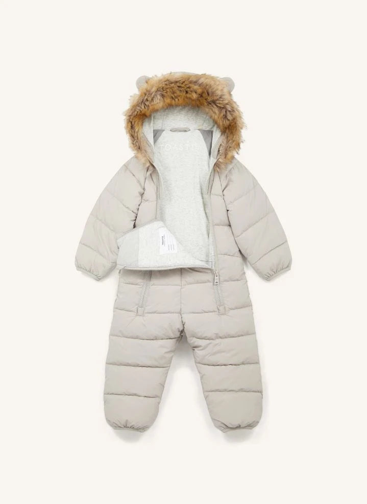 Töastie - Chaqueta Nublada con Capucha de Piel Sintética Impermeable Hecha de Fibras Recicladas | Blanc/Écru