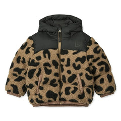 Liewood - Niko Chaqueta estilo sherpa con estampado de leopardo hecha de fibras recicladas | Marrón