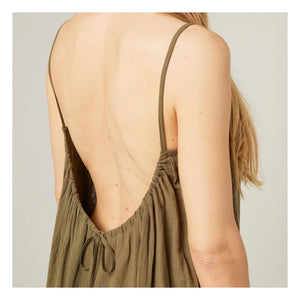 Maison Saint Julien - Vestido de gasa de algodón Palm Beach | Caqui