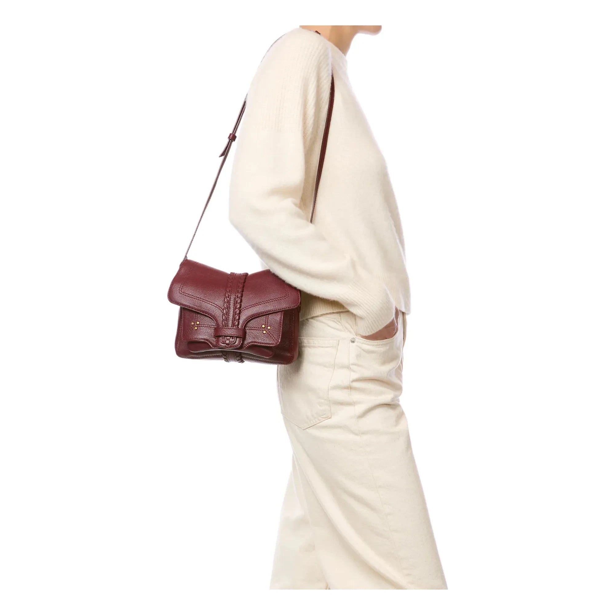 Jérôme Dreyfuss - Bolso Harry S piel de cabra granulada | Rojo oscuro