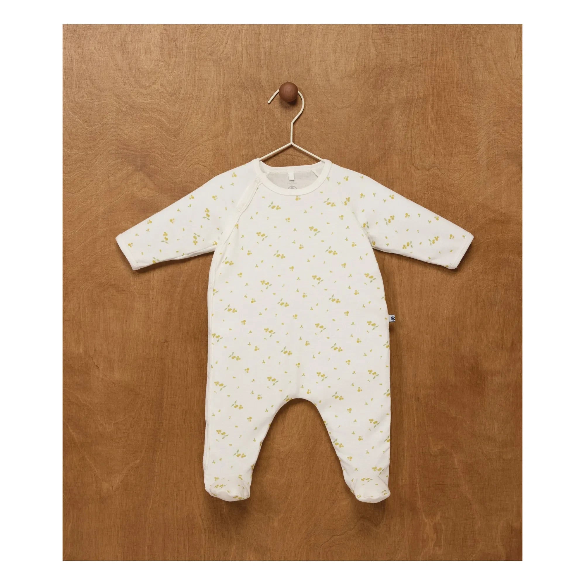 Petit Bateau - Pijama de algodón orgánico con estampado floral y botones a presión | Blanco
