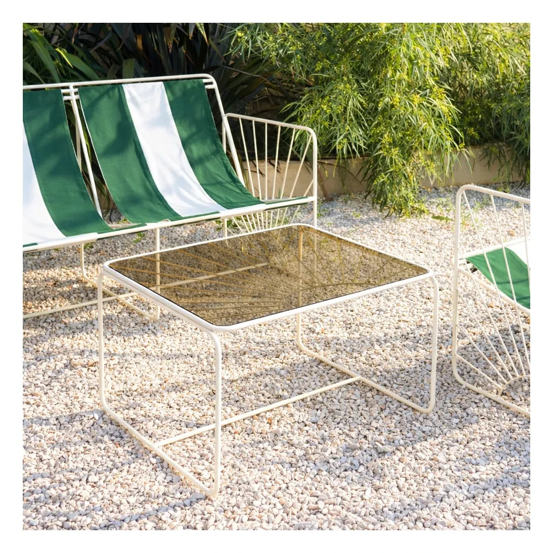 Honoré - Eldorado Mesa de centro con tapa de vidrio ahumado | Beige