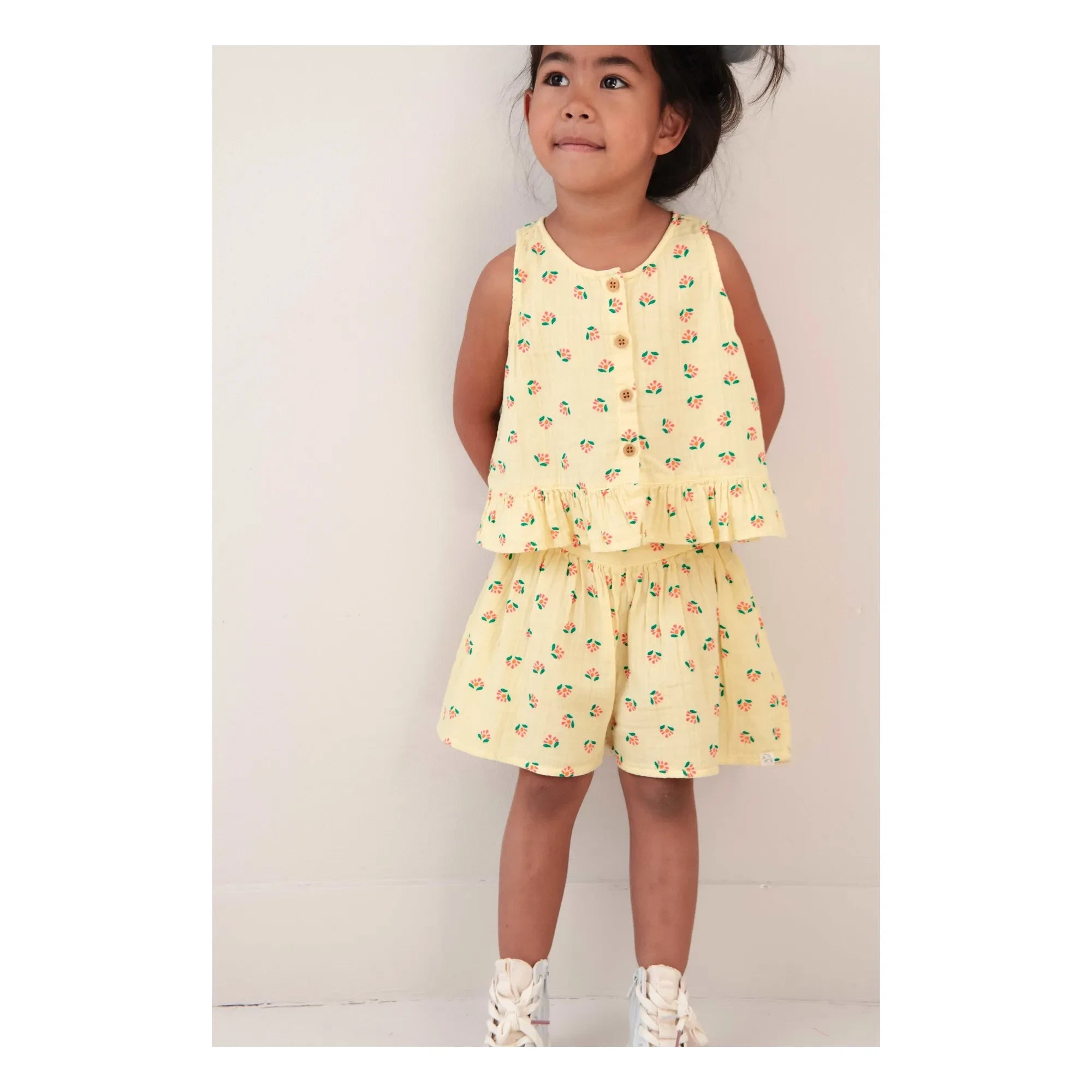 Jenest - Top de algodón orgánico Sofie Fleuri | Amarillo pálido