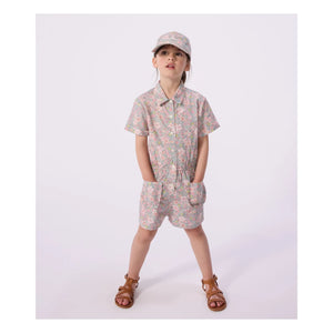 Petit Bateau - Peto de popelina de algodón orgánico con estampado floral | Azul grisáceo