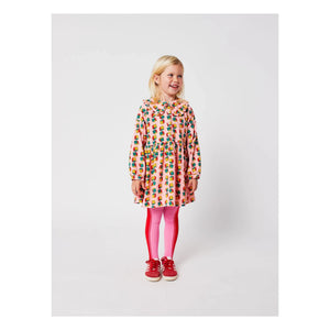 Bobo Choses - Vestido de pana de algodón orgánico con bufanda de dados | Rosa