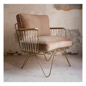 Sillón Honoré - Croisette, oro mate, terciopelo | Latte
