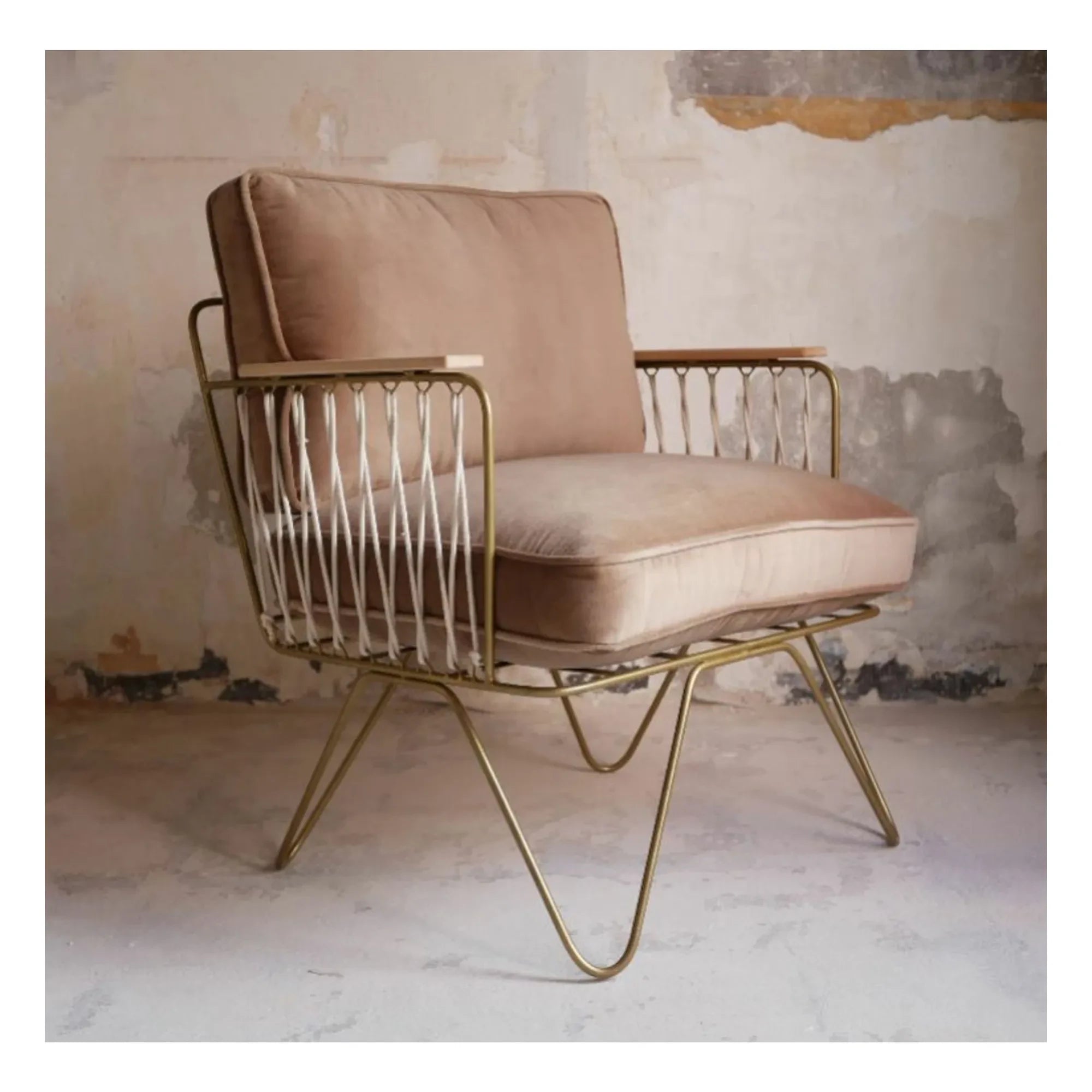 Sillón Honoré - Croisette, oro mate, terciopelo | Latte