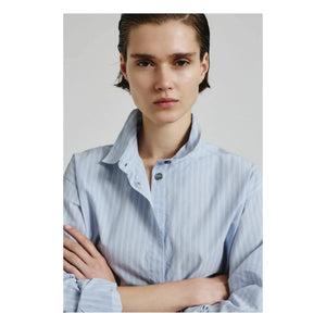 Pomandère - Camisa de popelín de algodón a rayas | Azul
