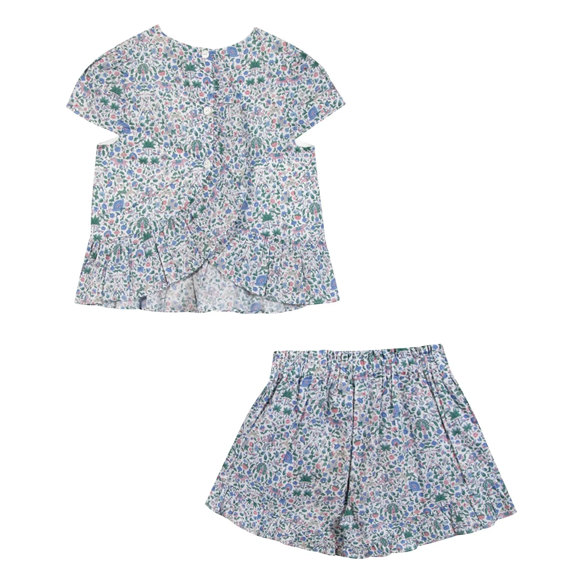 Tartine et Chocolat - Conjunto de blusa y pantalón corto Liberty | Blanco