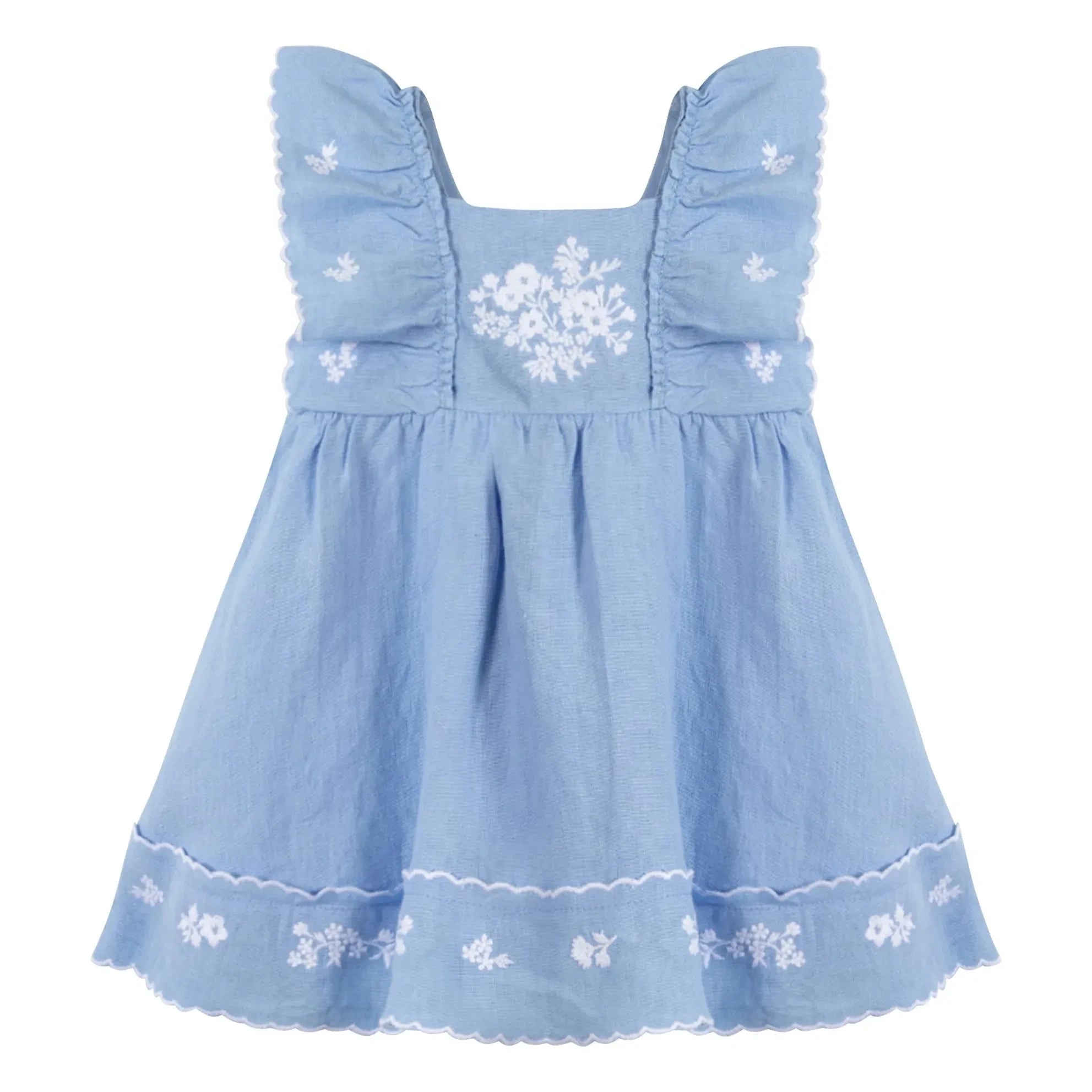 Tartine et Chocolat - Vestido Festón Bordado | Azul celeste