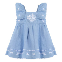 Tartine et Chocolat - Vestido Festón Bordado | Azul celeste