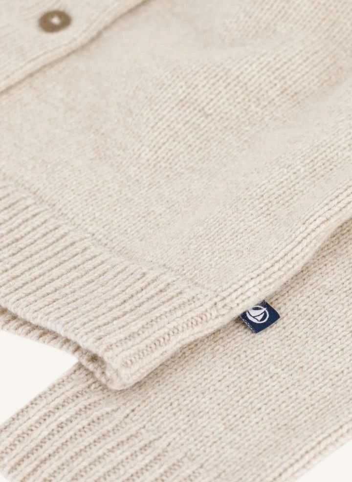 Petit Bateau - Yün Yakalı Hırka | Heather bej