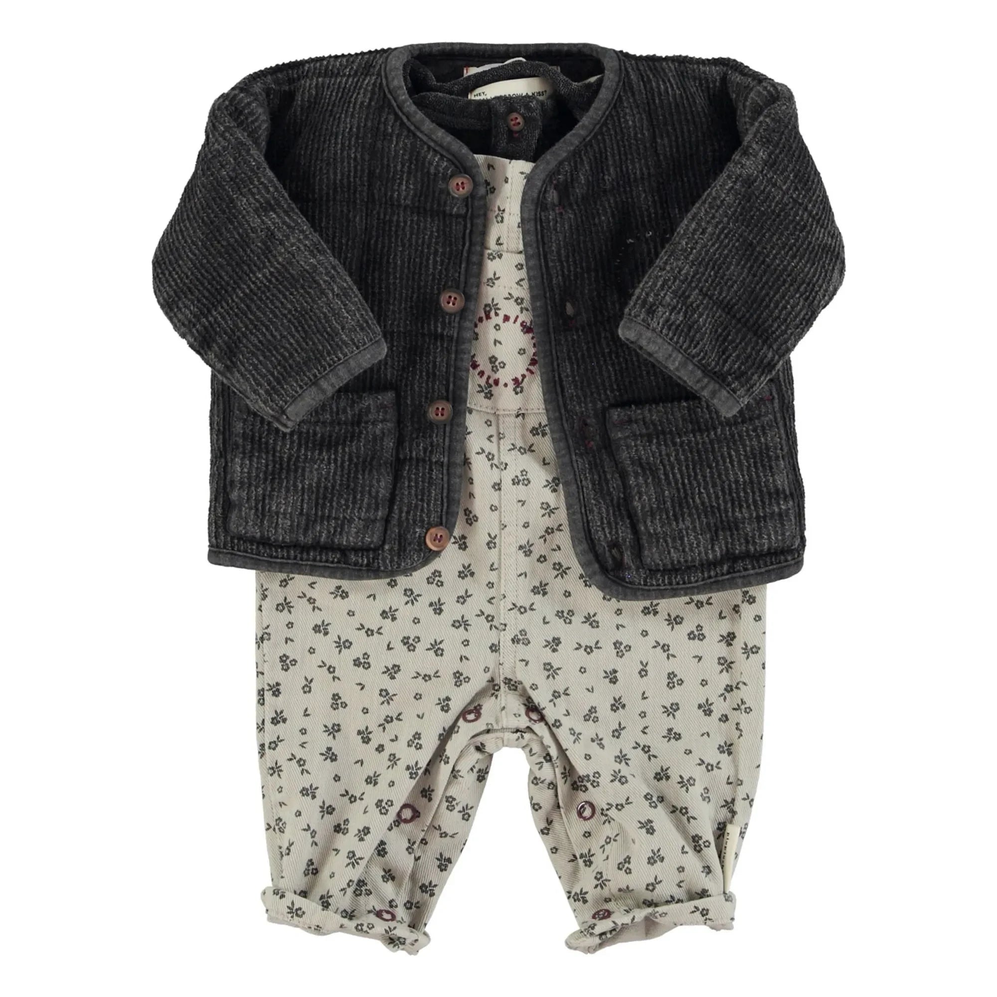 Piupiuchick - Pelele de bebé con estampado floral | Gris claro