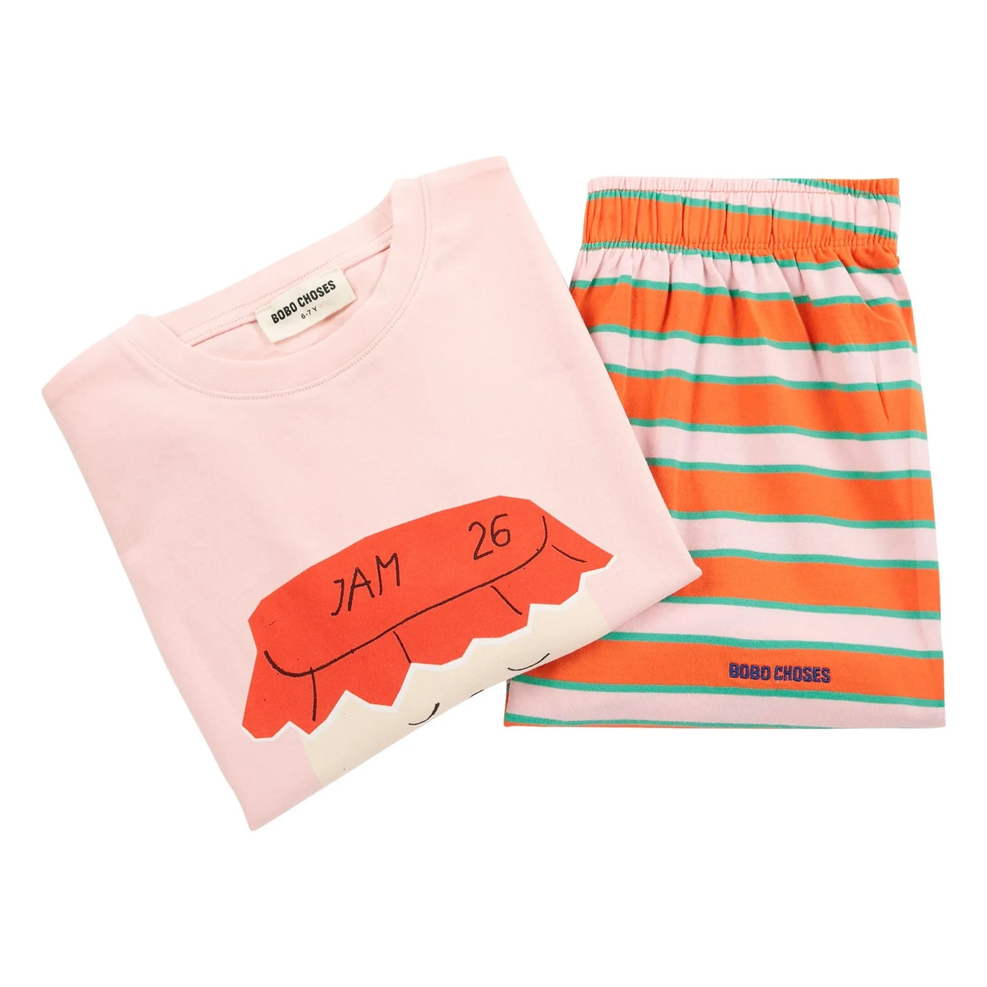 Bobo Choses - Conjunto de camiseta y pantalón corto de algodón orgánico Jam 26 | Rosa