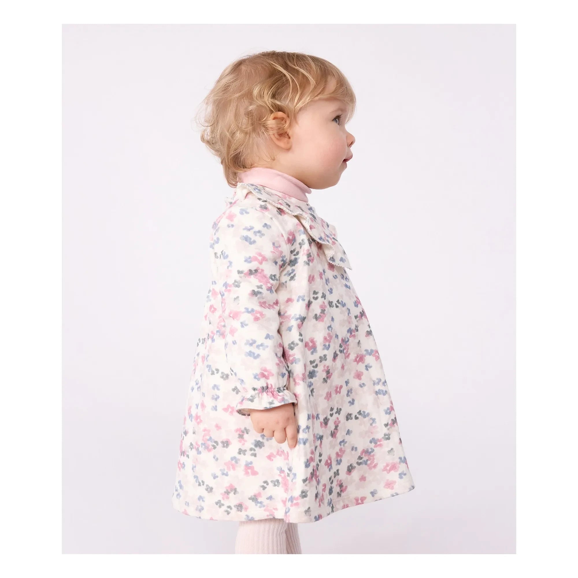Petit Bateau - Vestido halter de algodón orgánico con estampado floral | Crudo
