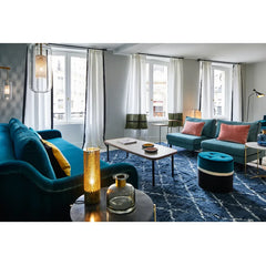 Maison Sarah Lavoine - Otomana de terciopelo Léo | Azul Sarah