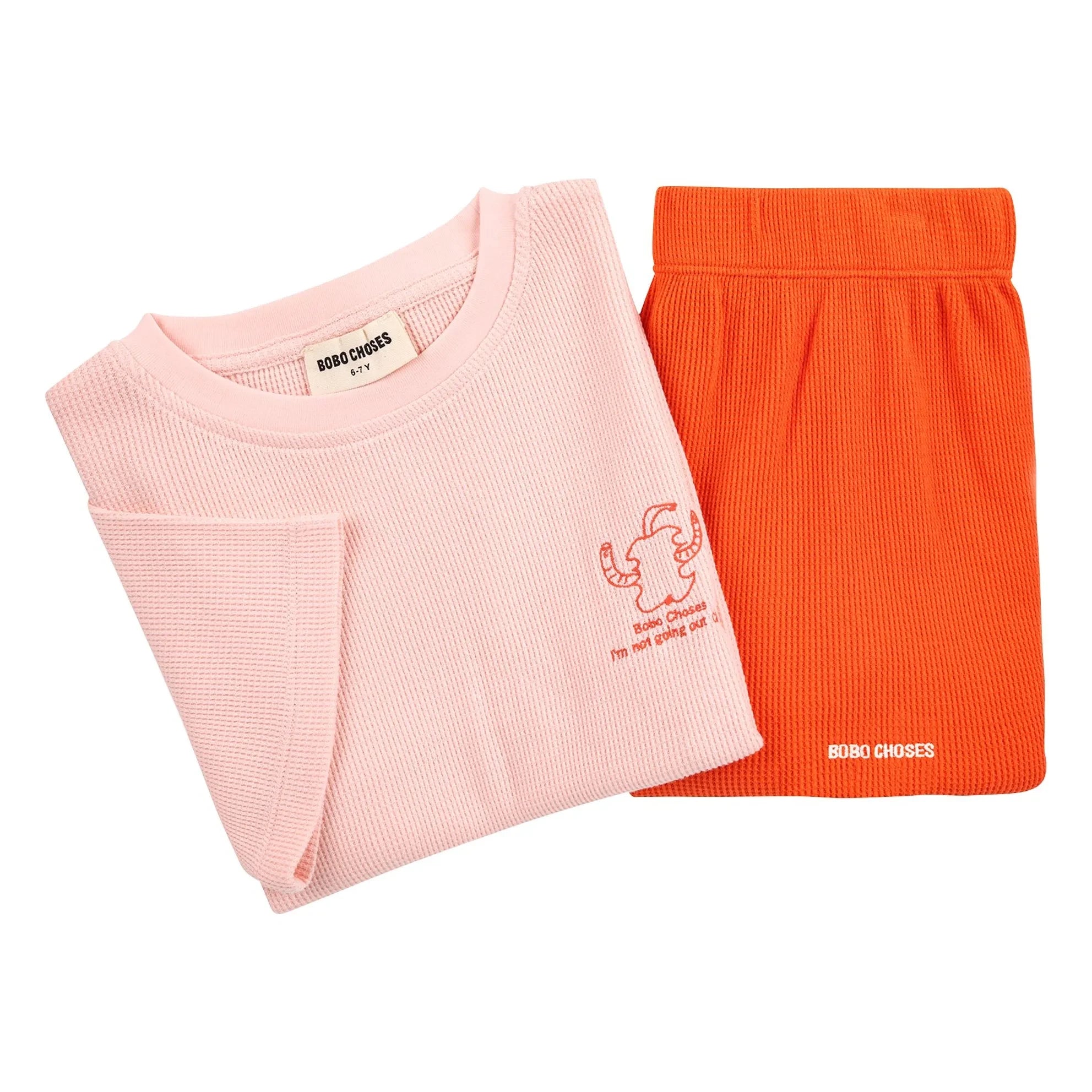 Bobo Choses - Conjunto de camiseta y pantalón corto de algodón orgánico verde | Rosa