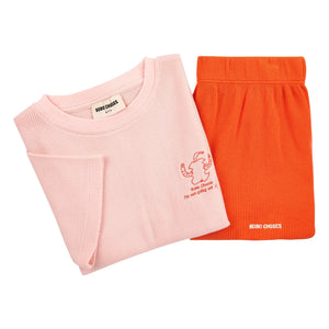Bobo Choses - Conjunto de camiseta y pantalón corto de algodón orgánico verde | Rosa