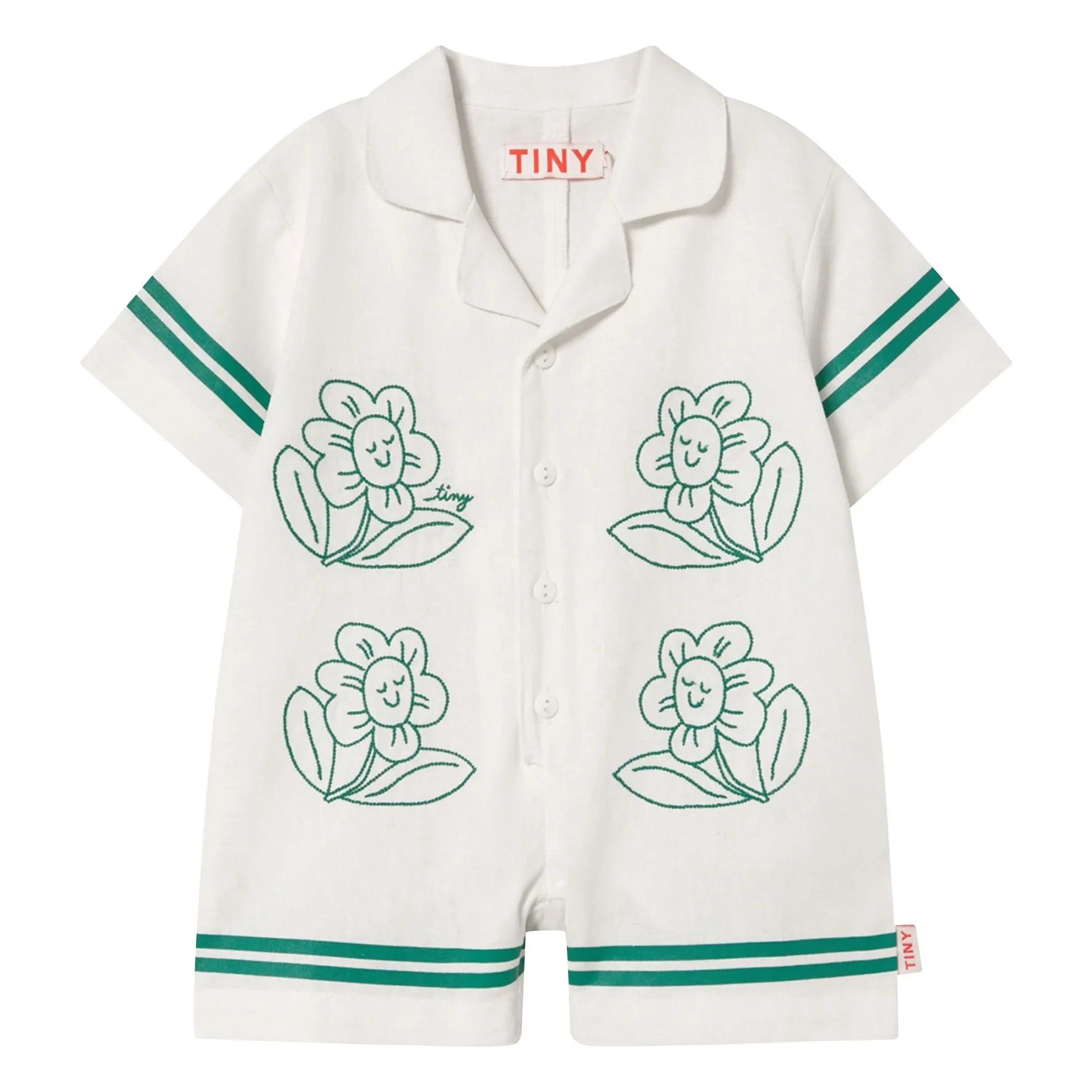 Tinycottons - Mono corto oversize floral | Blanco
