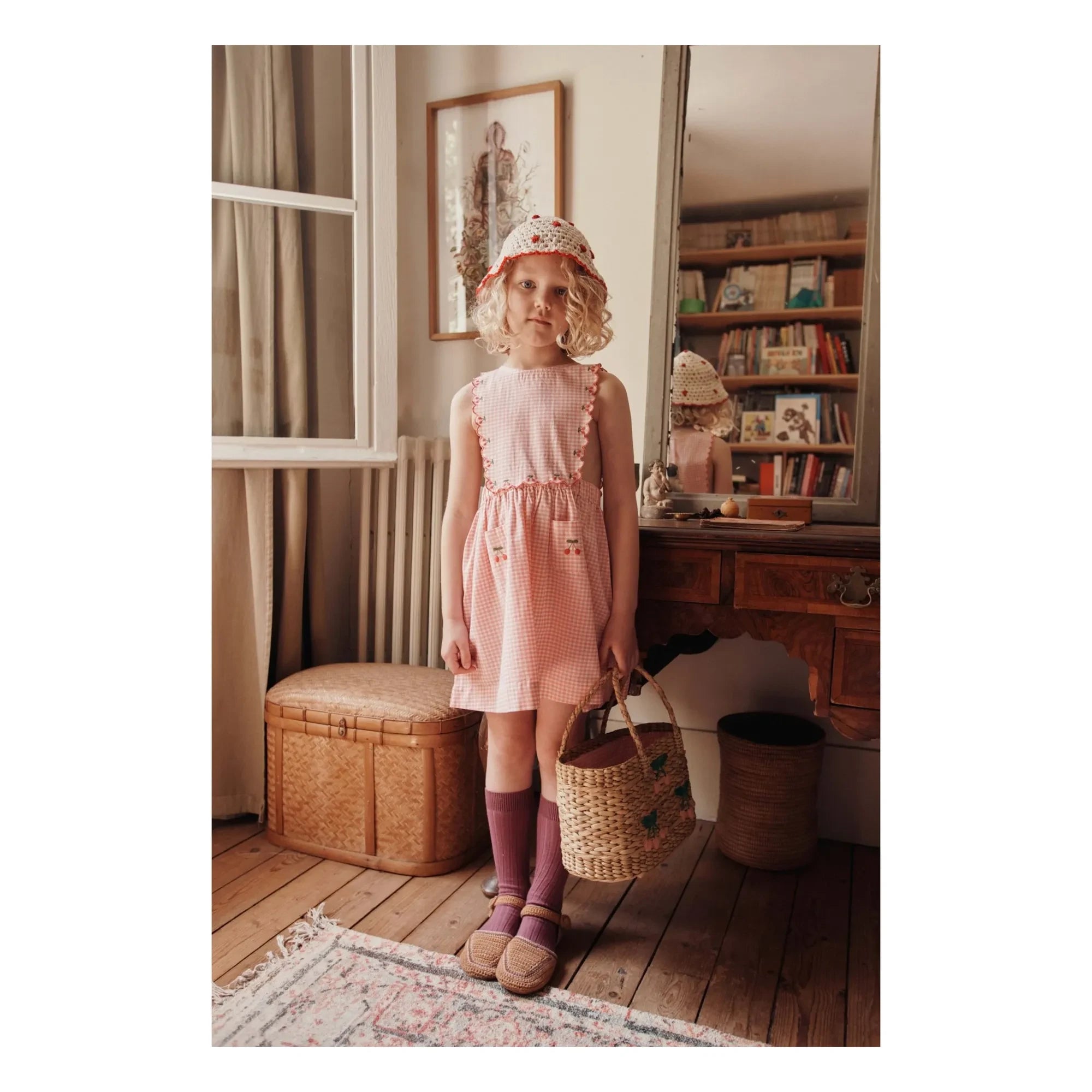 Emile et Ida - Vestido de Peto a Cuadros de Algodón Orgánico | Rosa