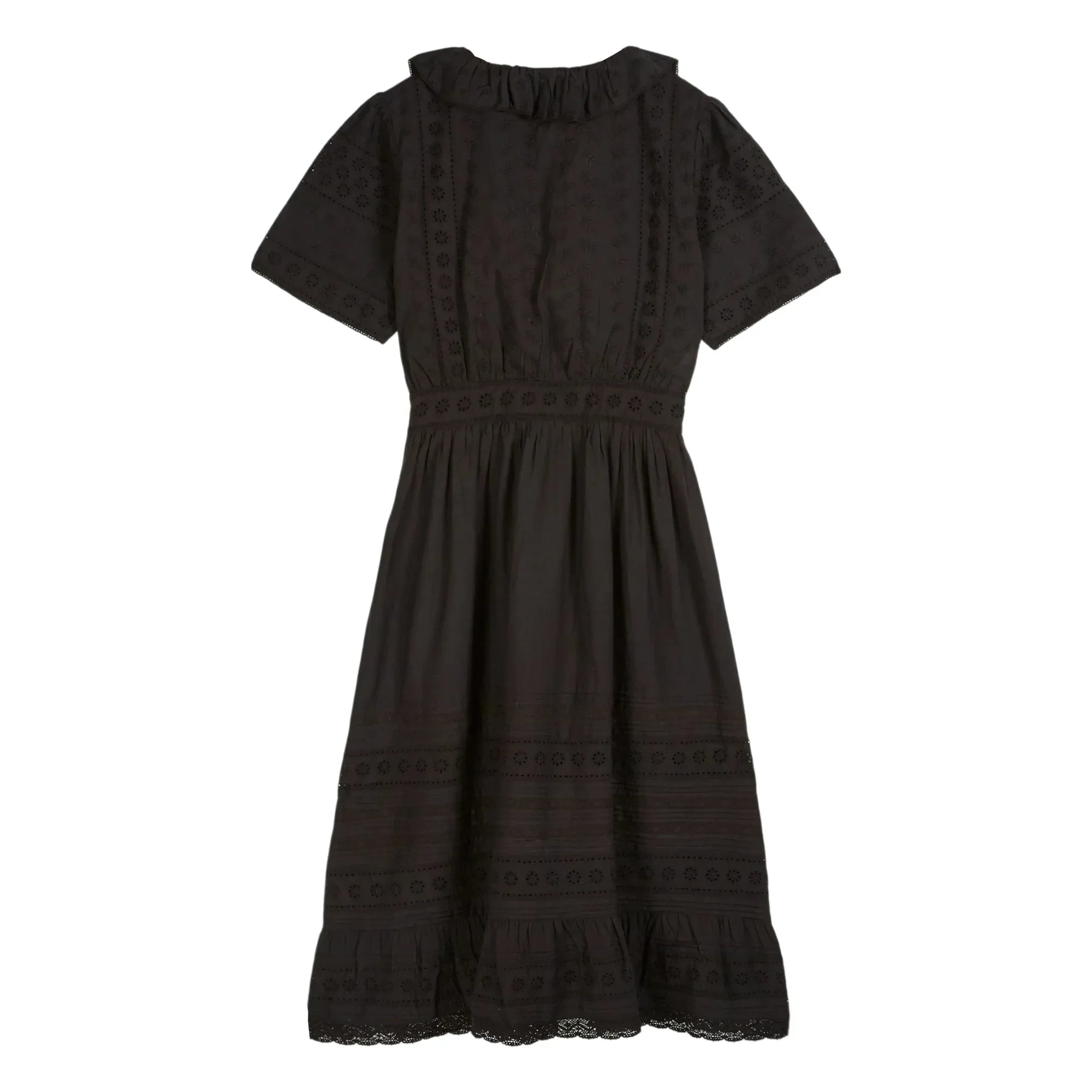Emile et Ida - Vestido de algodón con bordado inglés | Negro