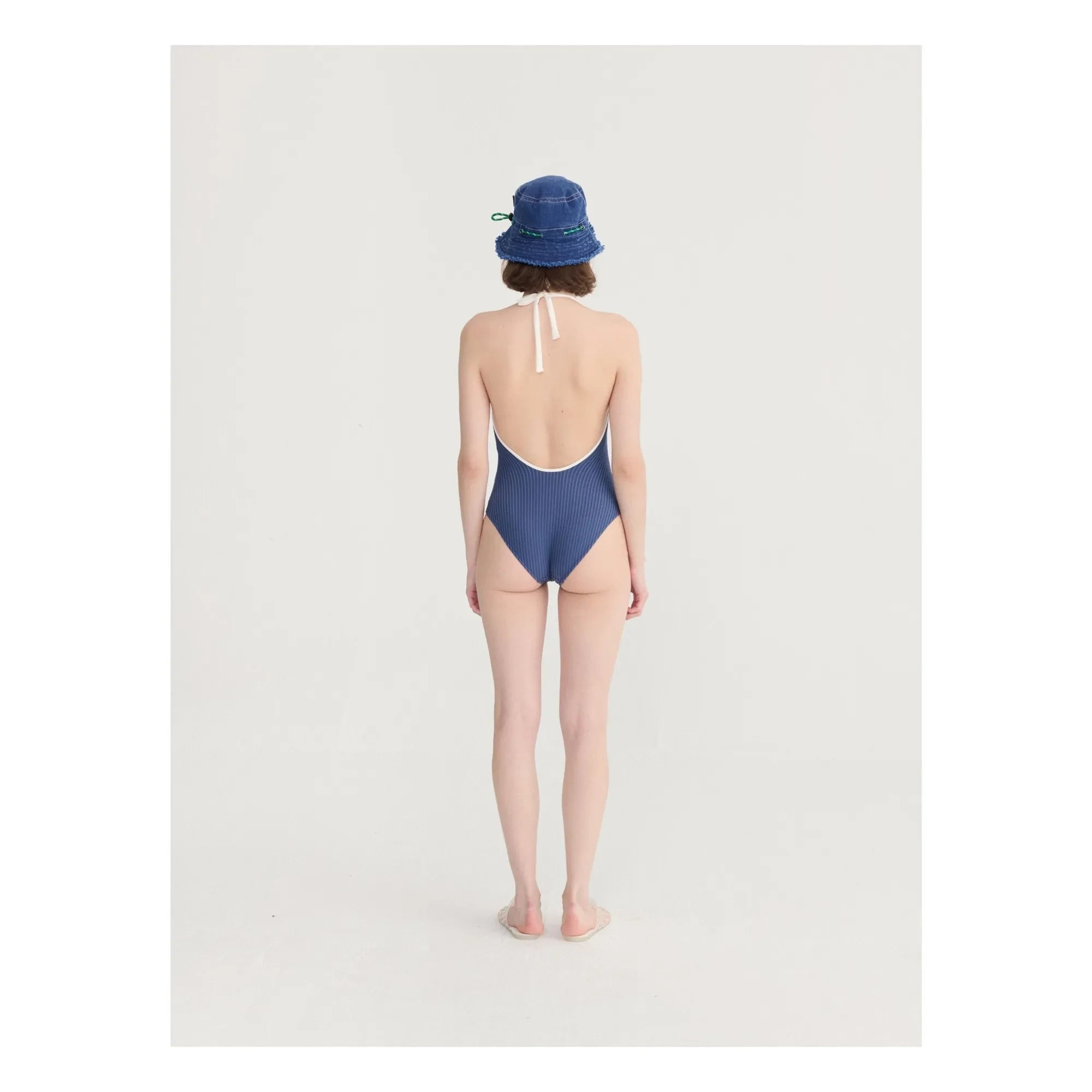 Bobo Choses - Bañador de una pieza de seersucker azul oscuro