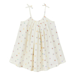 Arsène et Les Pipelettes - Vestido de lino y voile con tirantes florales | Crudo