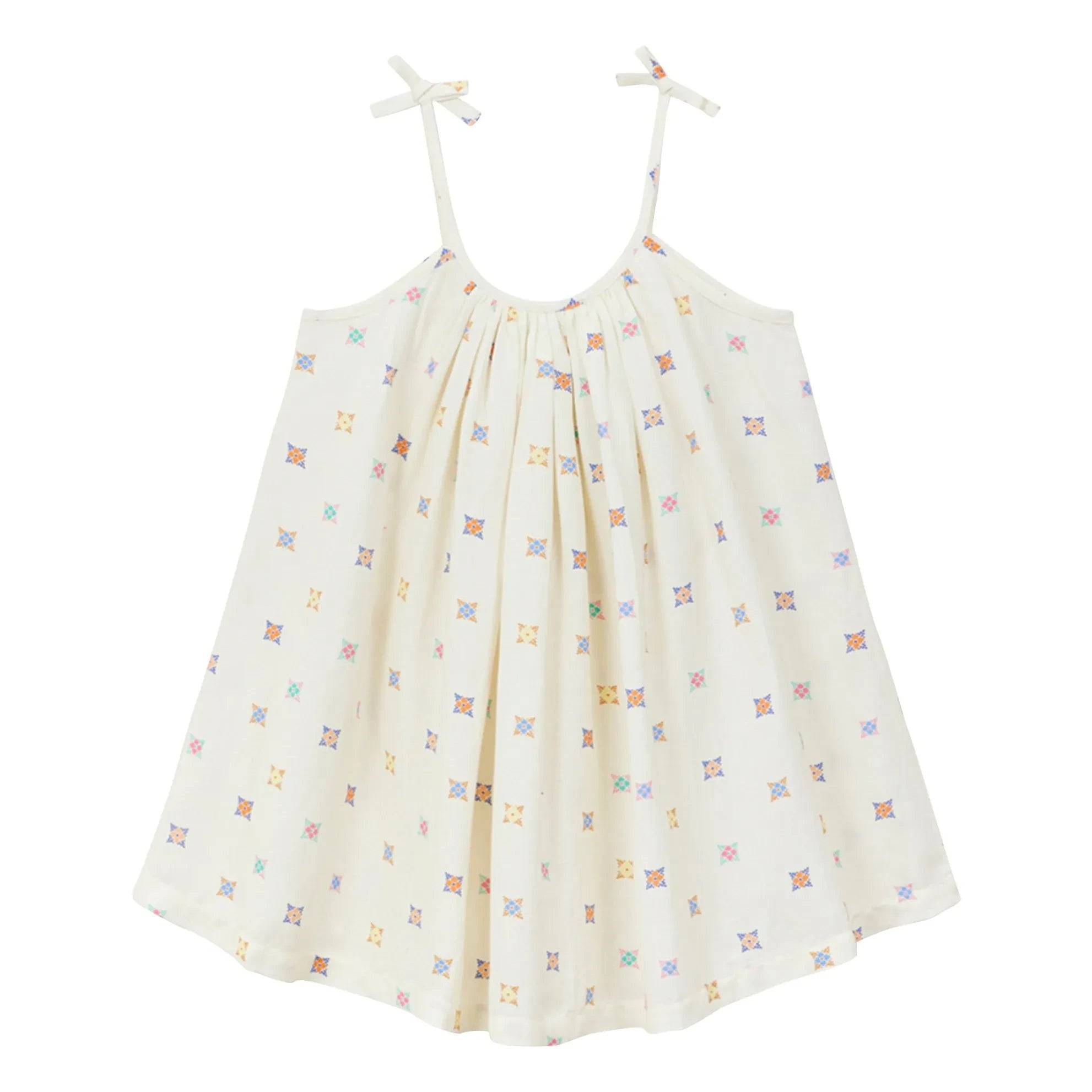 Arsène et Les Pipelettes - Vestido de lino y voile con tirantes florales | Crudo