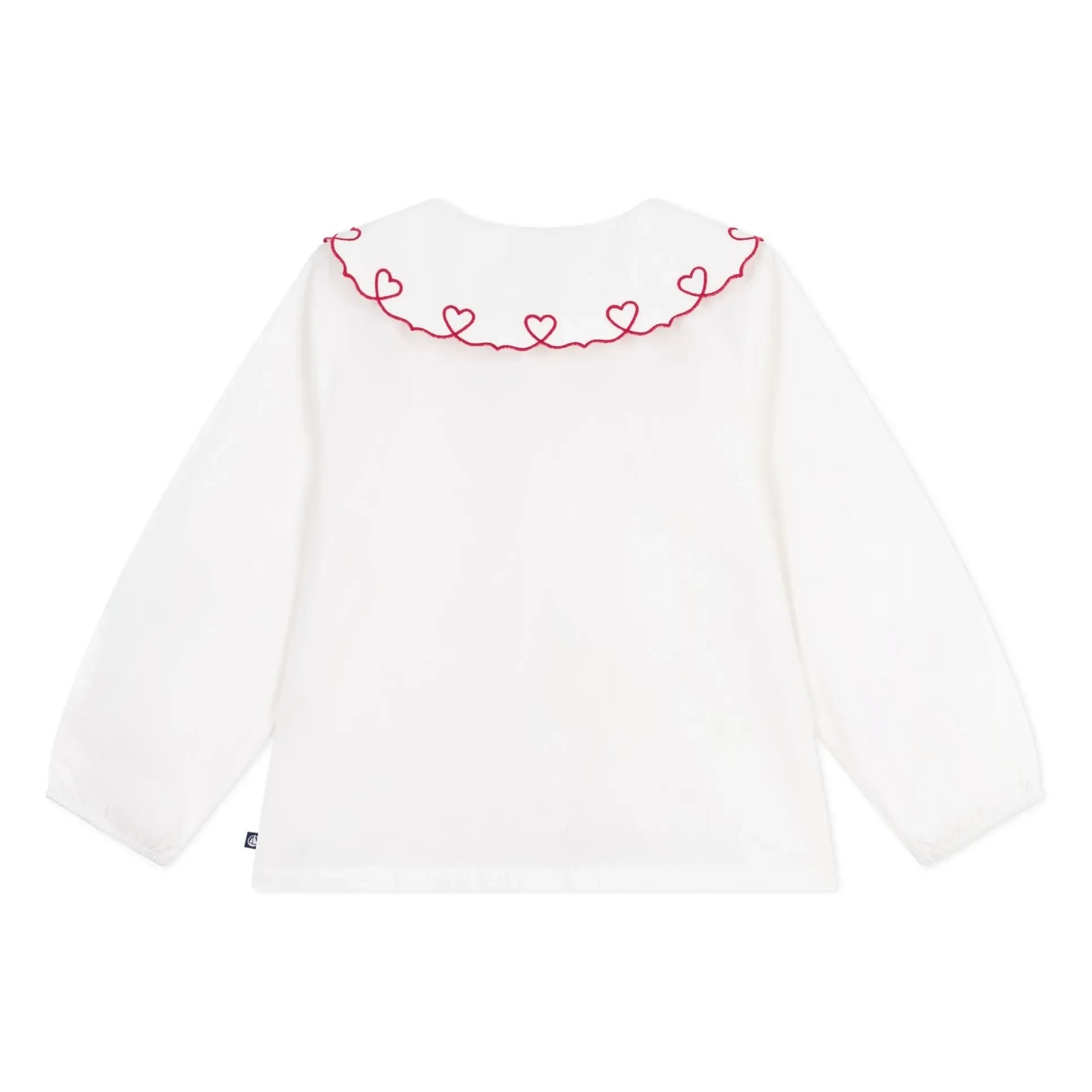 Petit Bateau - Blusa de algodón orgánico con cuello de corazón | Blanco