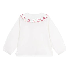 Petit Bateau - Blusa de algodón orgánico con cuello de corazón | Blanco