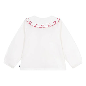 Petit Bateau - Blusa de algodón orgánico con cuello de corazón | Blanco