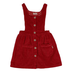 Búho - Vestido abotonado de terciopelo | Rojo cereza