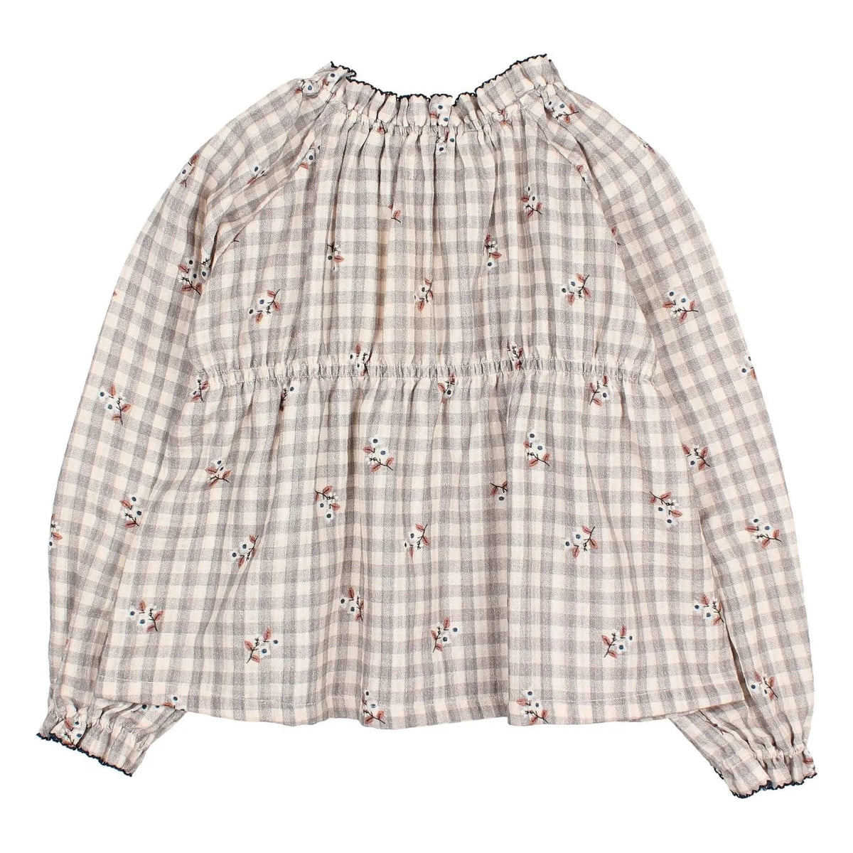 Búho - Blusa Vichy con Flores | Gris