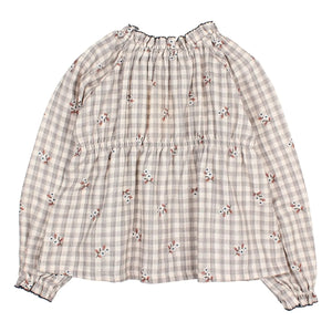 Búho - Blusa Vichy con Flores | Gris