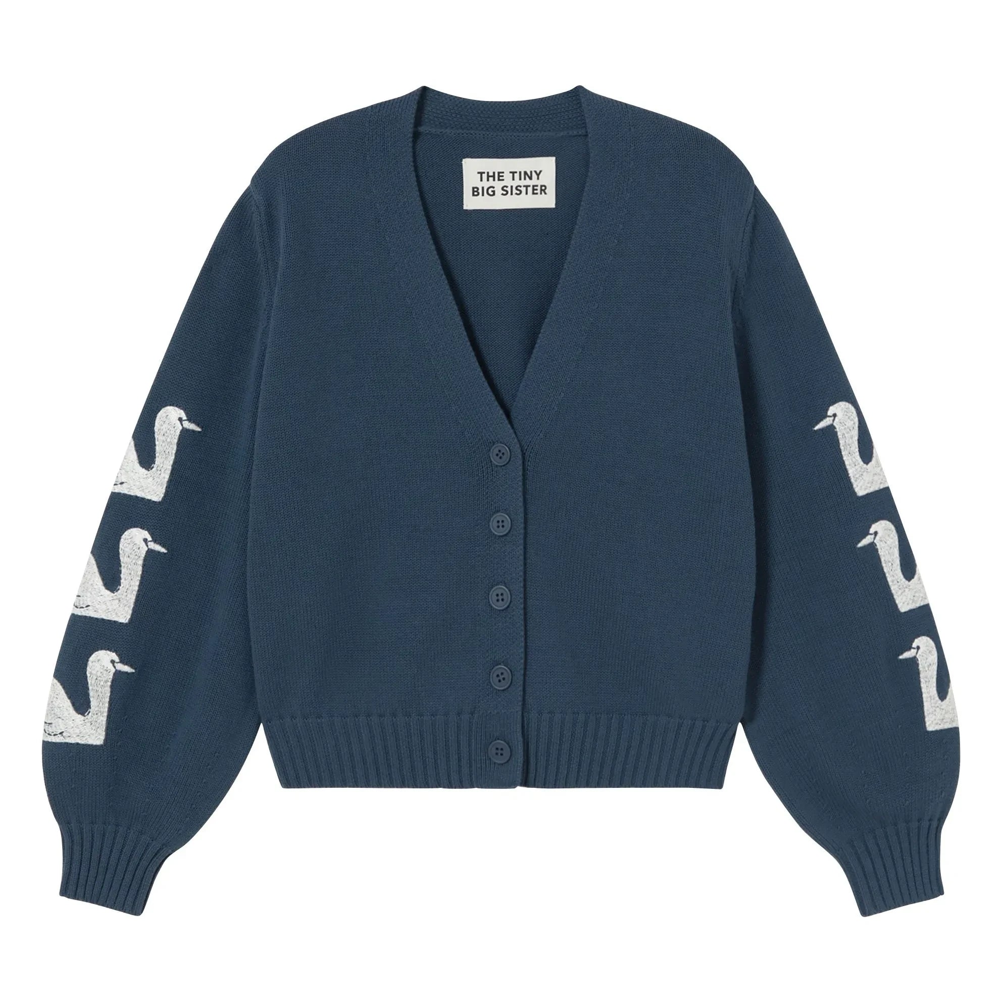 The Tiny Big Sister - Cardigan de cisne de algodón | Azul marino