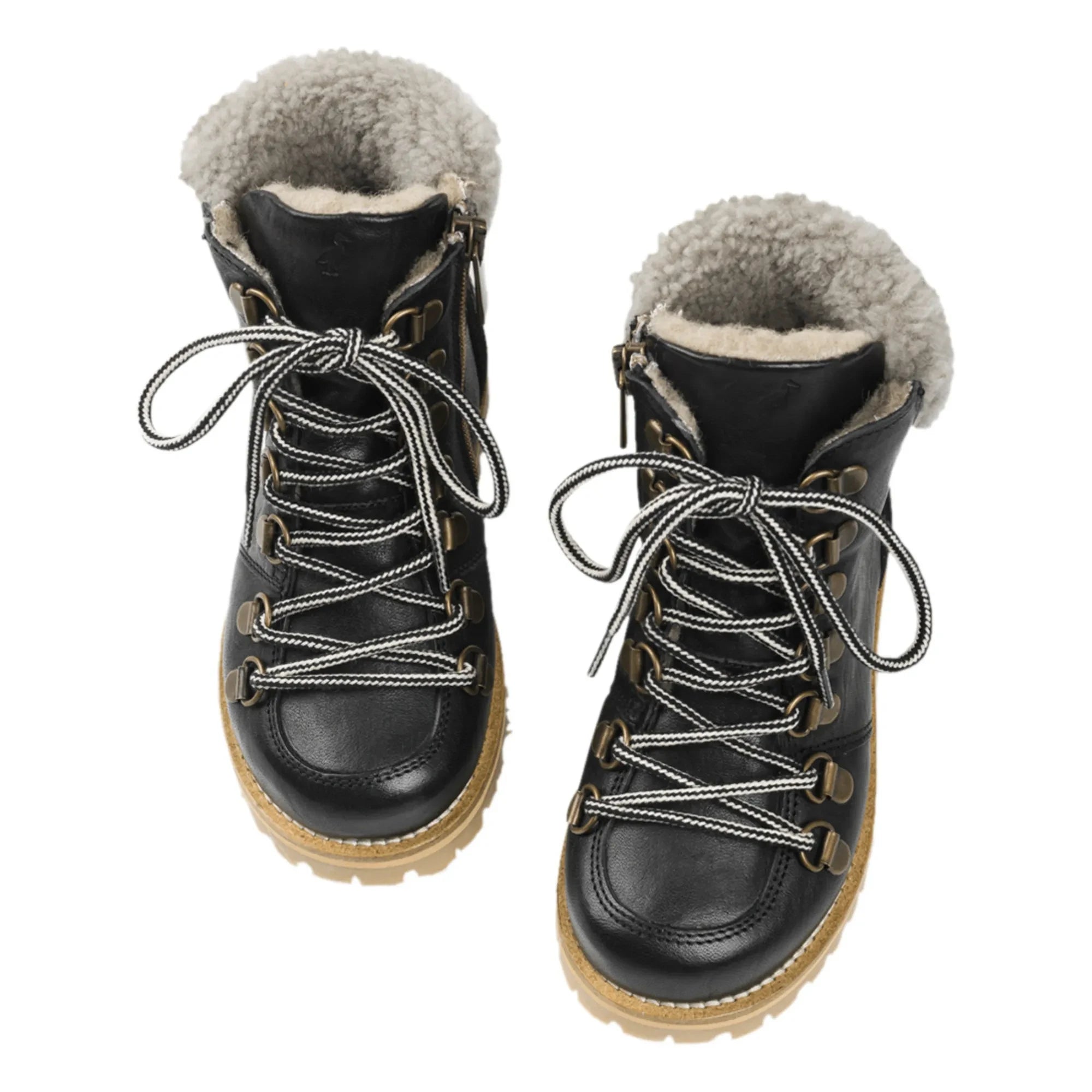 Petit Nord - Botines con cordones forrados de sherpa | Negro