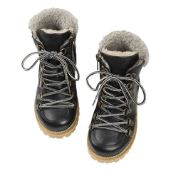 Petit Nord - Botines con cordones forrados de sherpa | Negro