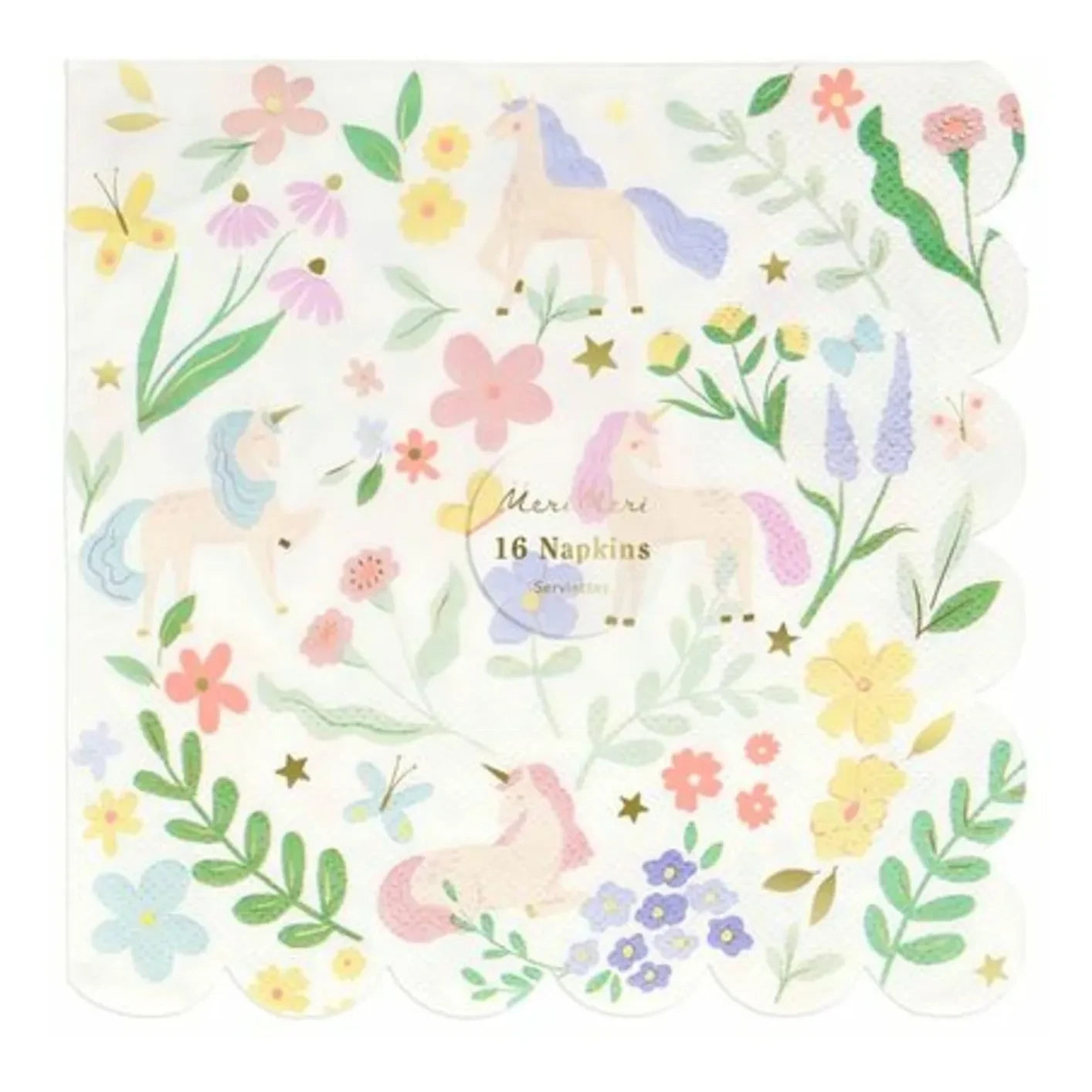 Meri Meri - Servilletas de papel Meadow Unicorns - Set de 16