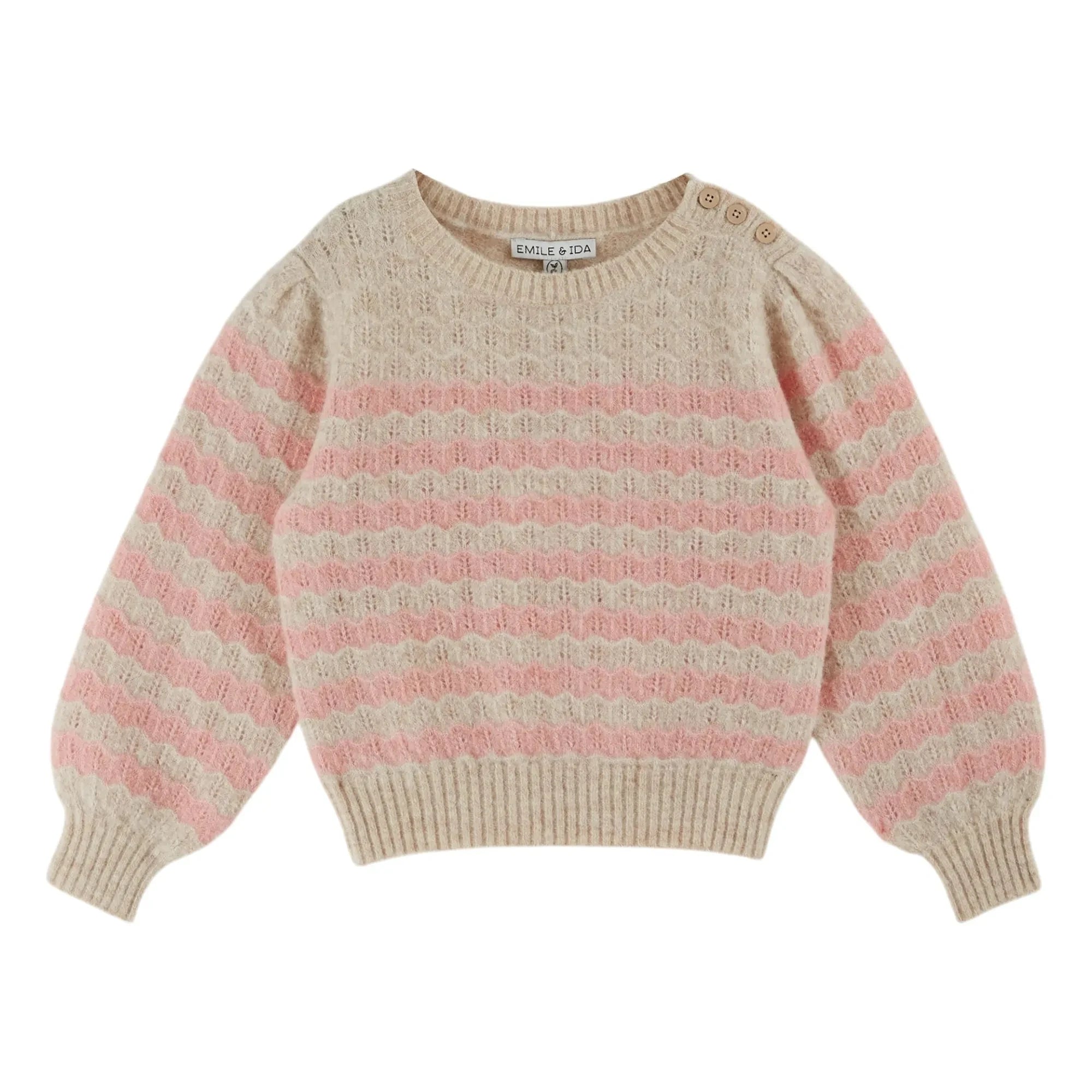 Emile et Ida - Jersey de lana con ondas color crudo