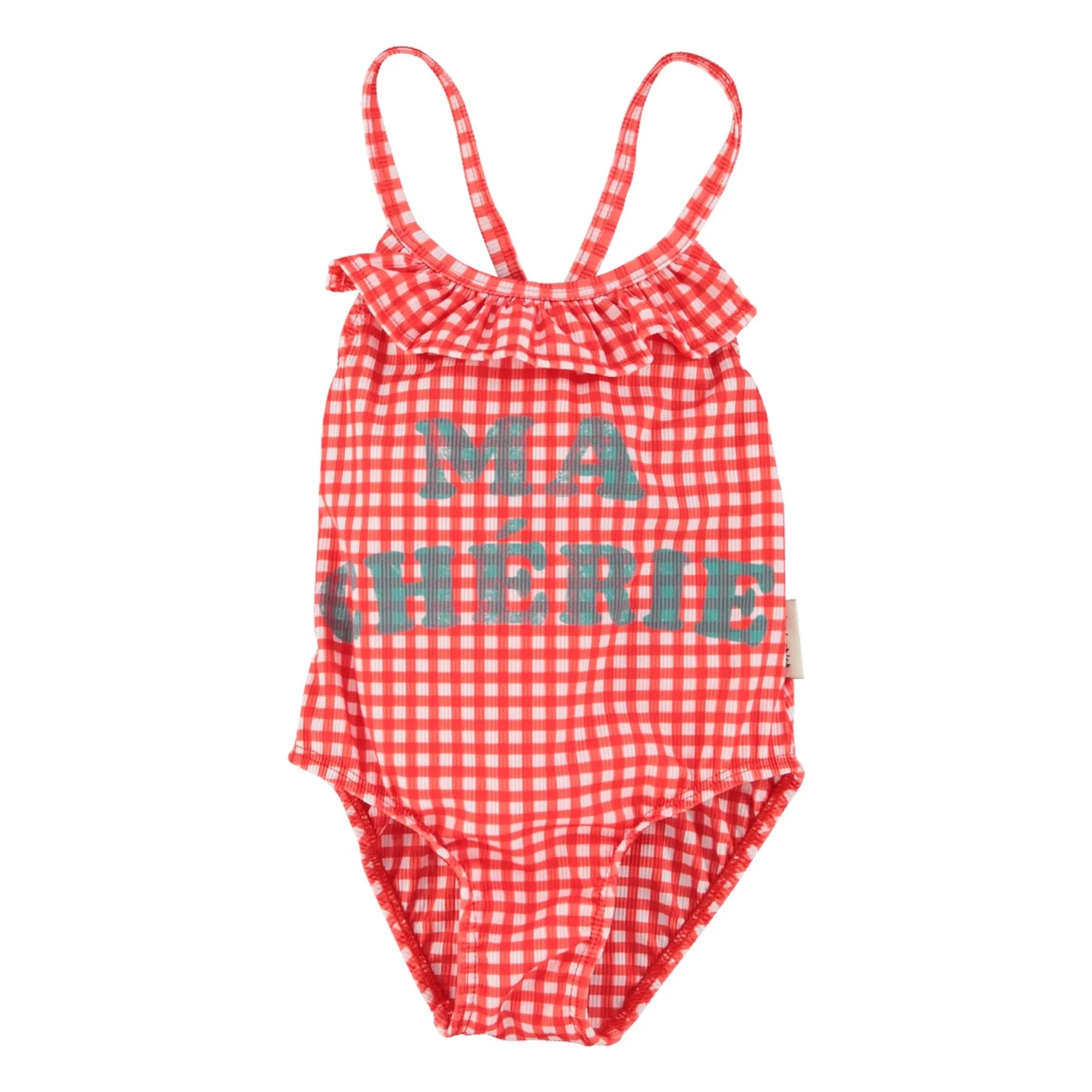 Piupiuchick - Bañador a cuadros de fibra reciclada Ma Chérie | Rojo