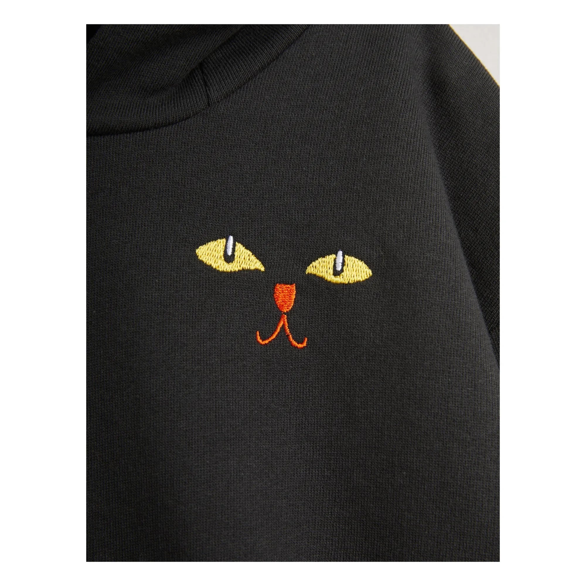 Mini Rodini - Sudadera con capucha de gato de algodón orgánico negro