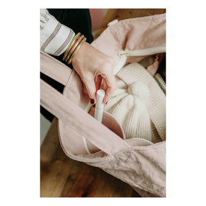Adorna - Bolso de lino rosa empolvado con cremallera
