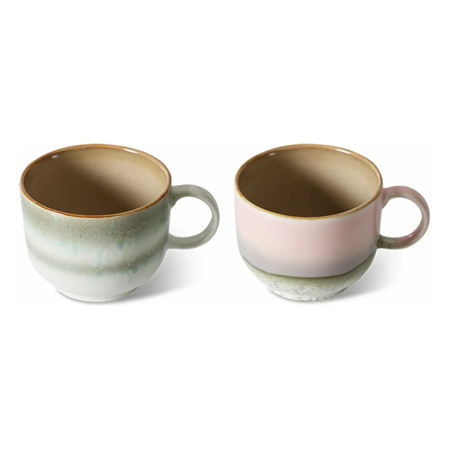 HKliving - Tazas de gres - Juego de 2 | Rosa