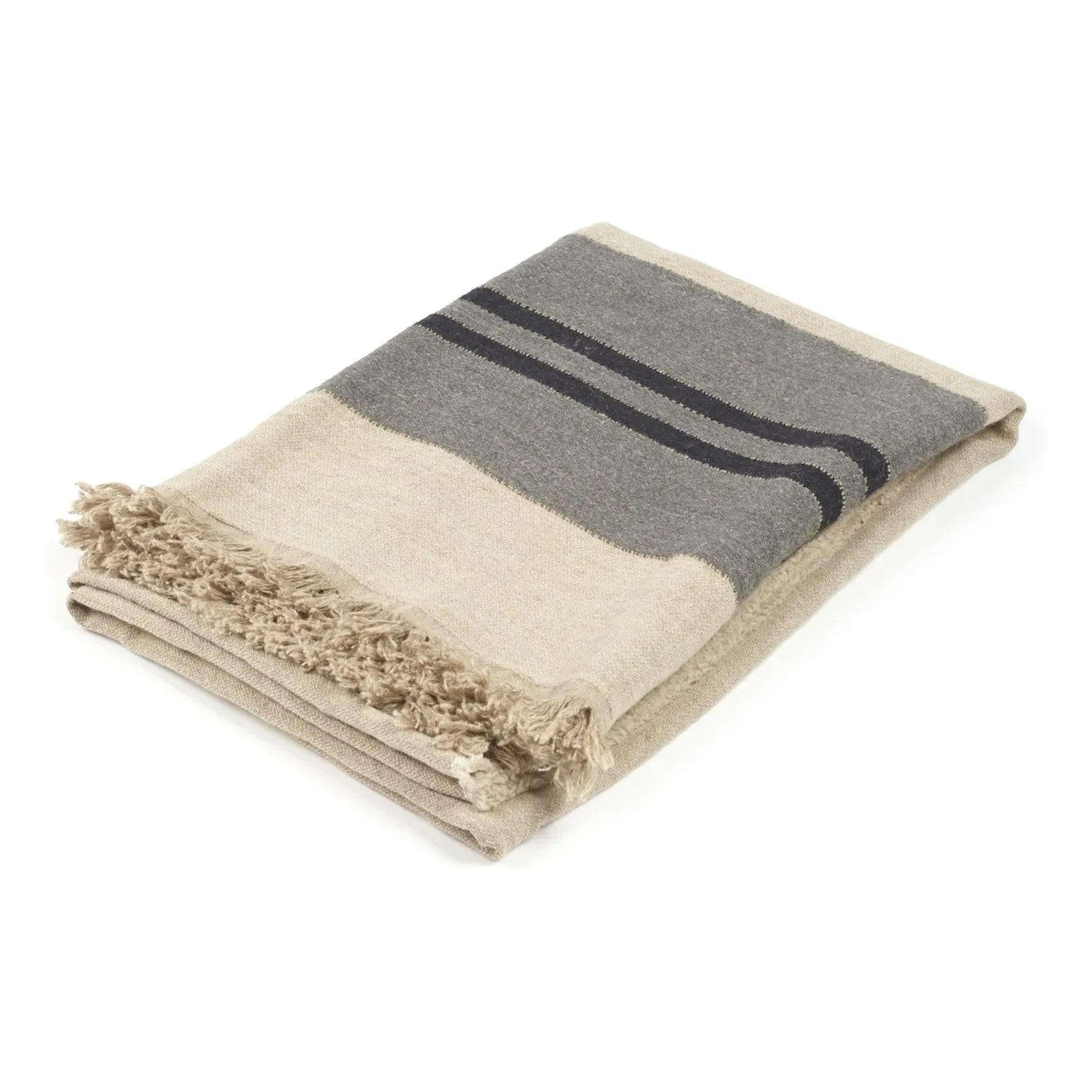 Libeco - Manta de lino Black House Stripe | Carbón