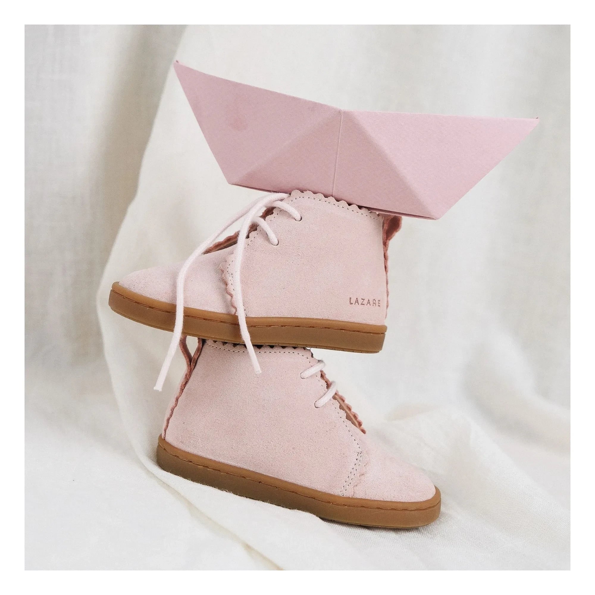 Zapatillas deportivas Lazare - Feston Raoul de ante con cordones | Rosa empolvado