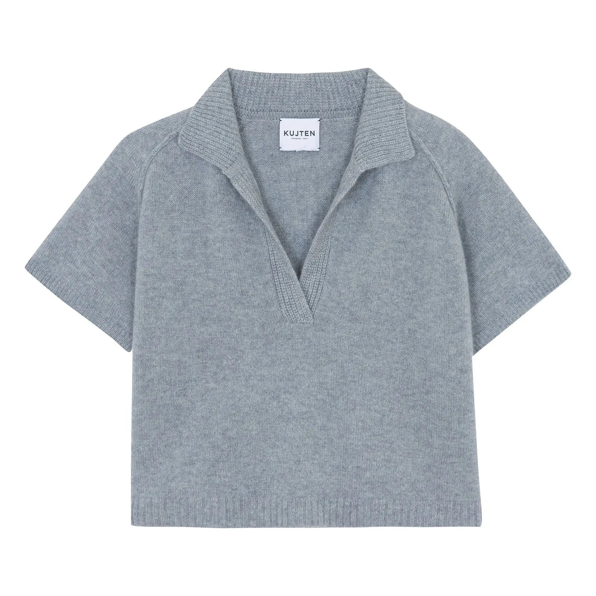 Kujten - Jersey de cachemira Aenor con cuello polo | Gris brezo