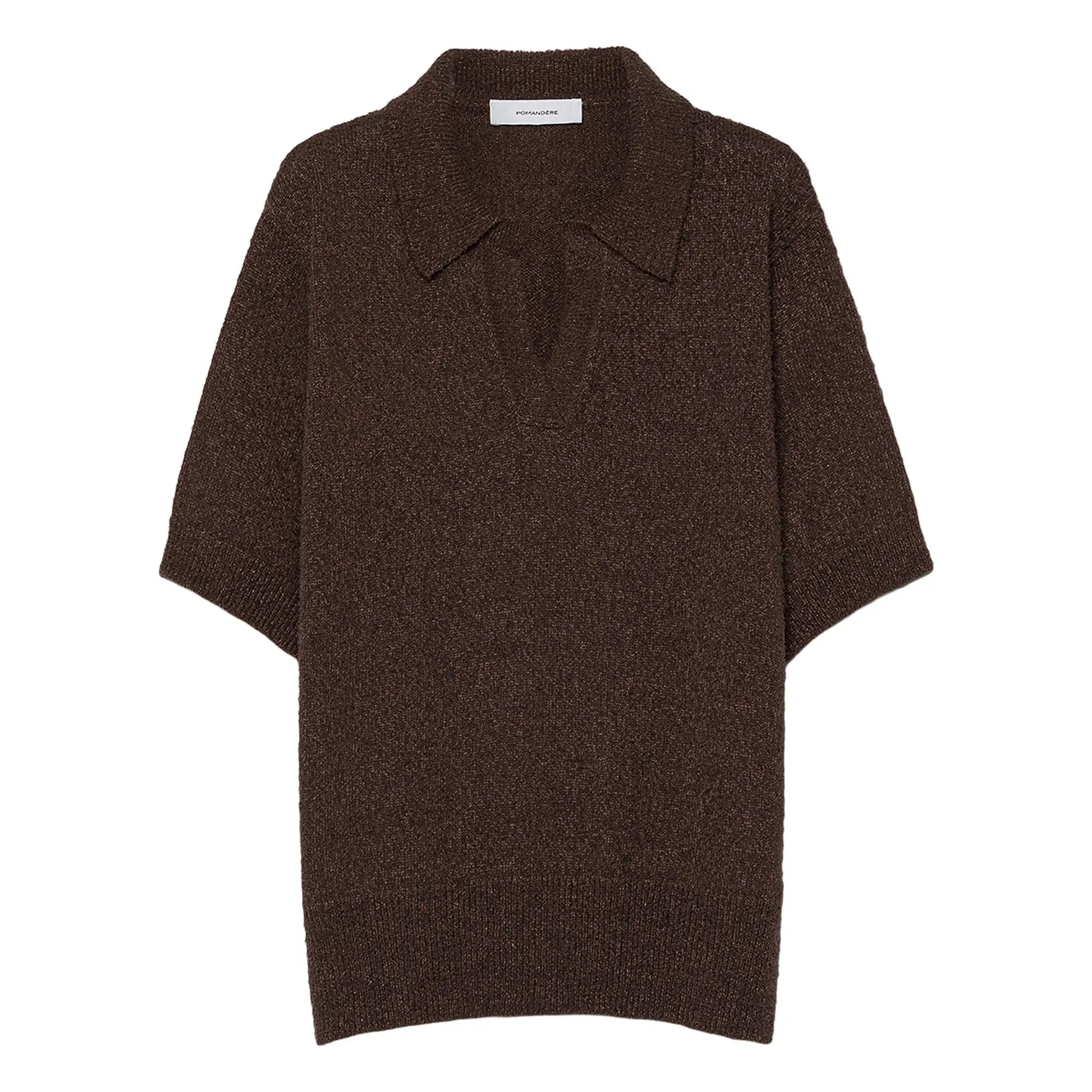 Pomandère - Polo de algodón y lino | Marrón oscuro